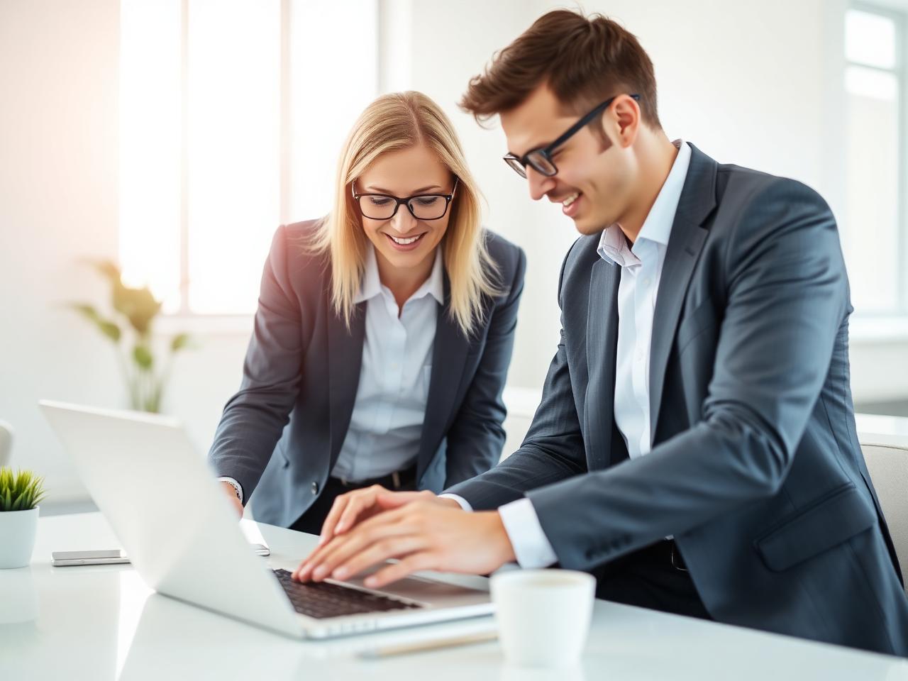 Business team reviewing connected ERP data together